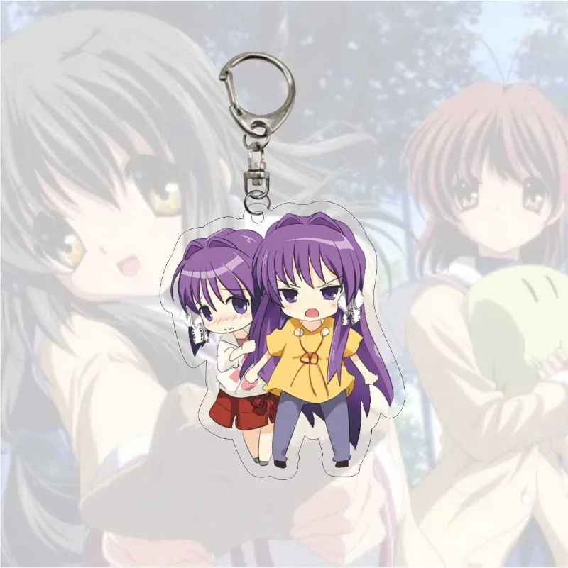 Anime Dumpling Family Keychain Furukawa Nagisa Ibuki Fuko Okazaki Tomoya Cartoon Figures Cosplay Acrylic Pendants Key Chain Toy