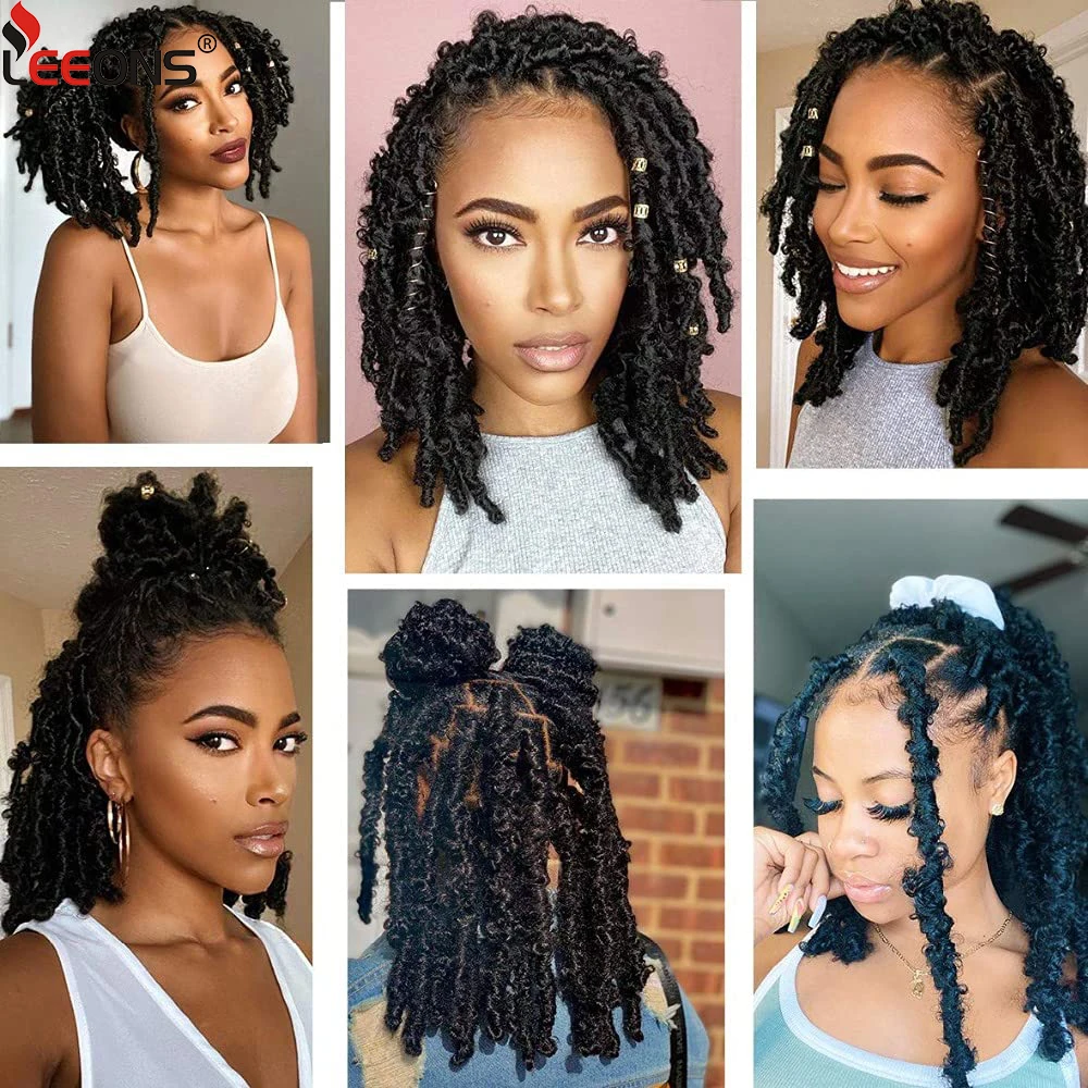 12 18 24 30 Inch Butterfly Locs Crochet Hair 1-5 Packs Long Faux Locs Crochet Braids Hair Pre-Looped Synthetic Hair Extensions