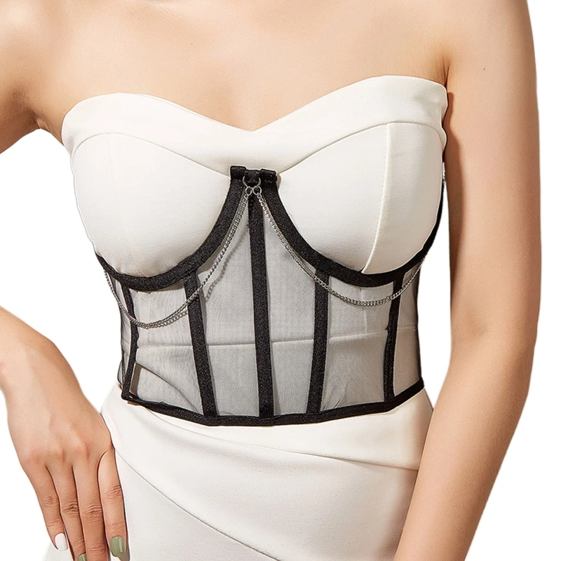 Taille Korsetts für Mädchen mit Baumeln Kette Elastische Korsett Sexy Bustier Dessous