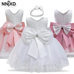 Baby Girl Christening Dress Party Dresses for Girls 1 Year Birthday Princess Wedding Dress Lace Gown Baby White Baptism Clothing