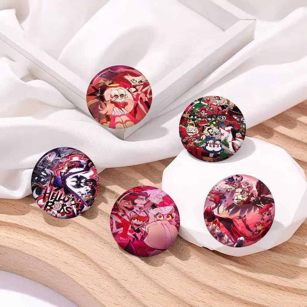 Hazbin H-Hotels Angel Dust Alastor Anime Button Pin Brooch For Clothes Cartoon Badge Backpack Decoration Jewelry Accessories