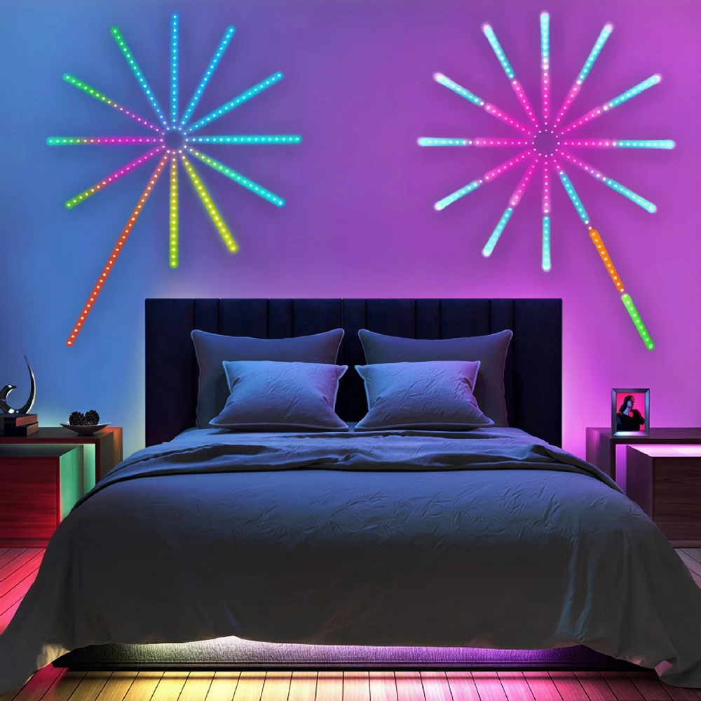 LED Strip Light RGB Sound Control Symphony Firework Light Wedding Christmas Music Control Full Kit Dream Meteor Lamp view 2