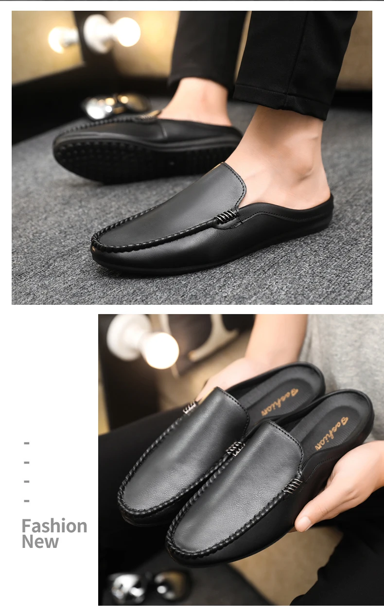 Heißer Verkauf: Herren-Halbschuhe – Bequeme Freizeitschuhe aus PU-Leder für Herren, atmungsaktive Slipper, Slip-on-Schuhe, Lazy Shoes, Herren-Loafer – Detail 14