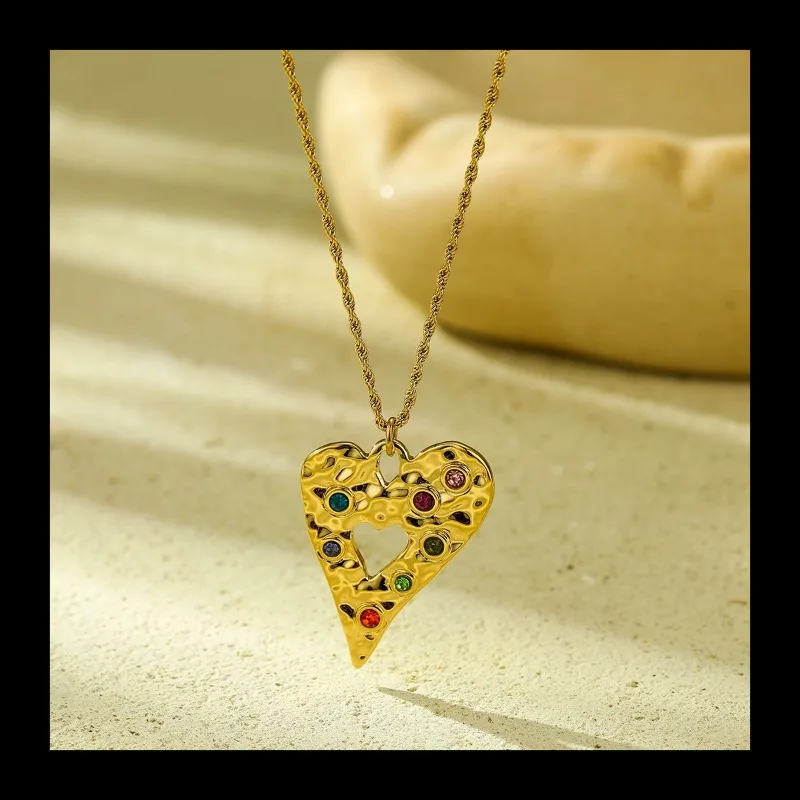 جديد INS نمط المشاهير على الإنترنت مع لون الماس التيتانيوم 18K الذهب التيتانيوم الصلب قلادة ضوء الفاخرة تنوعا المطرقة Desi #4