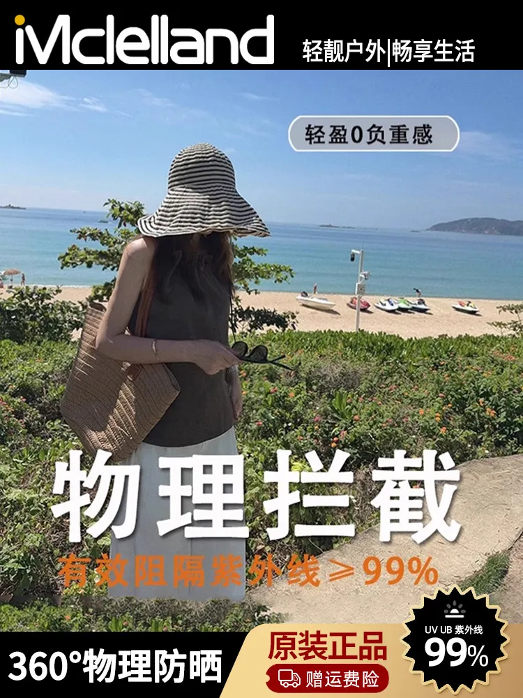 100% Cotton Foldable Striped Bucket Hat For Women Summer Wide Brim Uv Protection Sun Hat Lightweight Portable For Beach Vacation