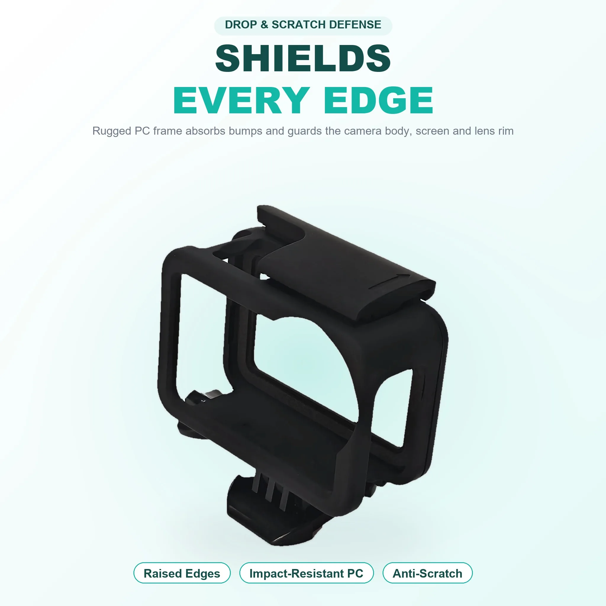 Flip Open Protective Frame for DJI Action 6 Rugged PC Cage Border Holder Quick Release Mount Thumbscrew GoPro 3 Prong Adapter