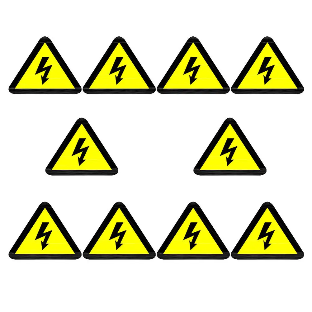 

10Pcs Electric Shock Safety Labels Yellow Triangle Warning Stickers High Temperature Resistant Non Adhesive for Electrical