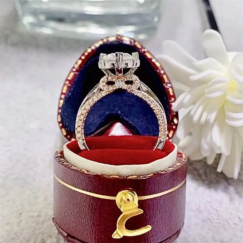 

Ribbon Bouquet Ring 1ct Moissanite Women's PT950 Platinum - 3D bouquet face, soft glow, streetwear highlight