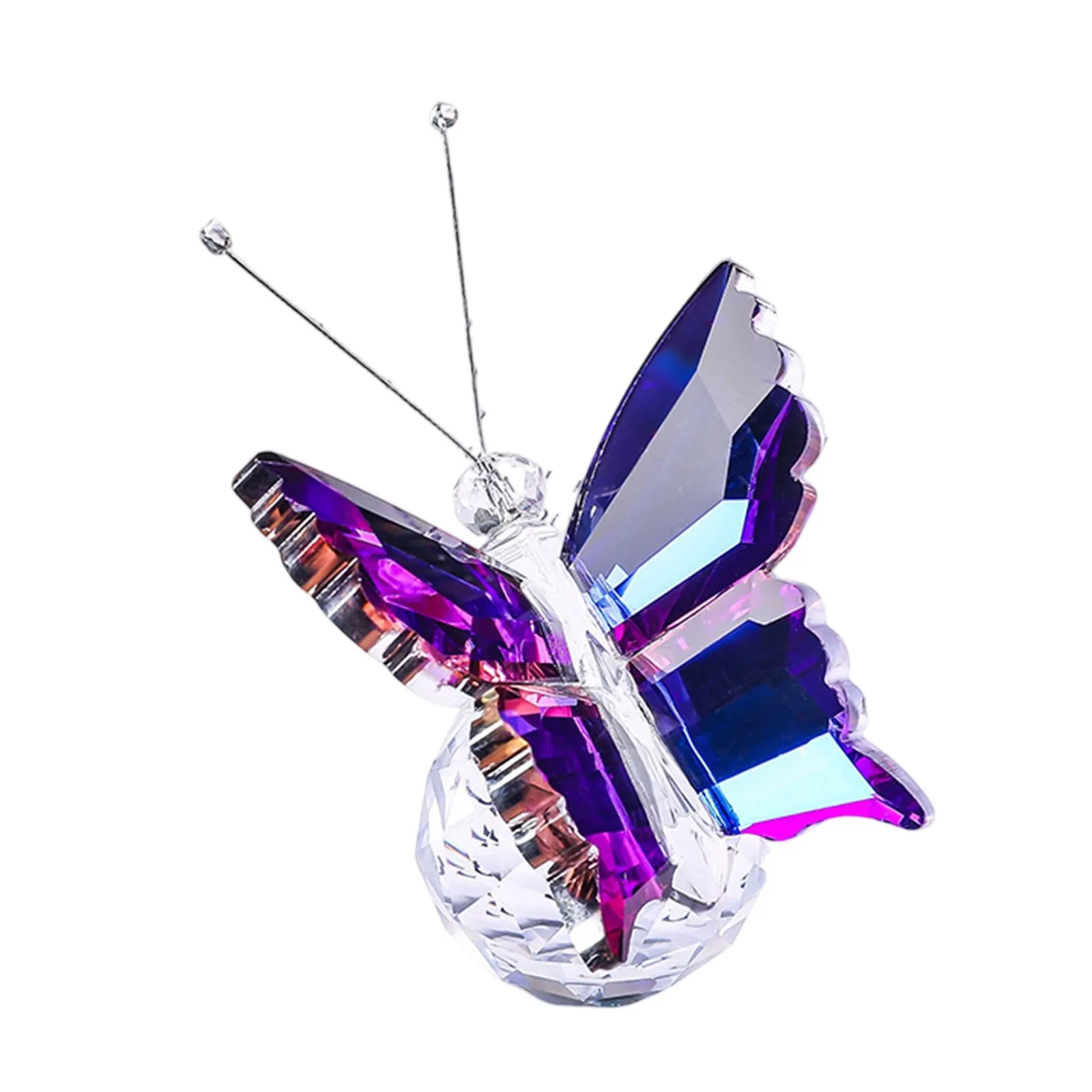 Colorful Crystal Butterfly Ornament Glass Ball Base Sparkling Desktop Decor Home Figurine Hanging Crystal Craft Gift