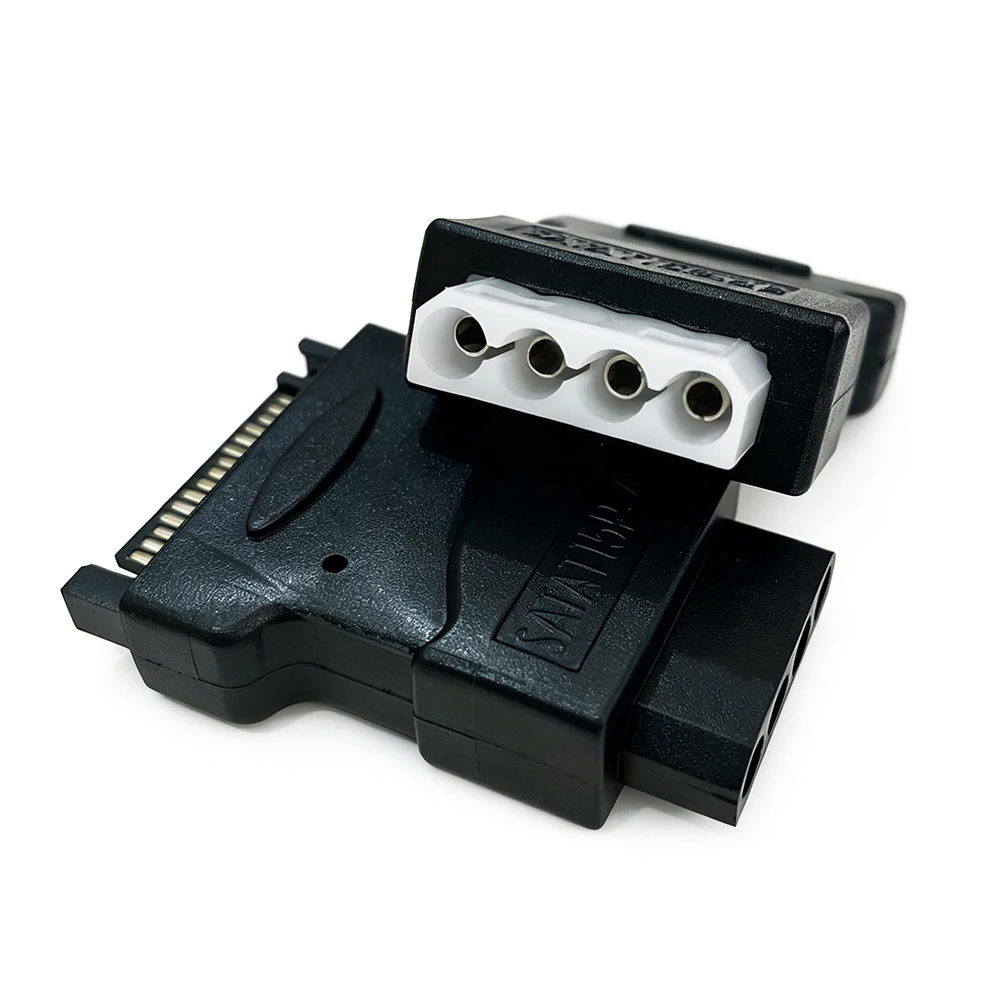 1Pcs SATA 15 Pin Male To Big 4 Pin Molex Female Power Adapter Converter Hard Disk Female 4Pin Molex IDE Power Plug White/Black
