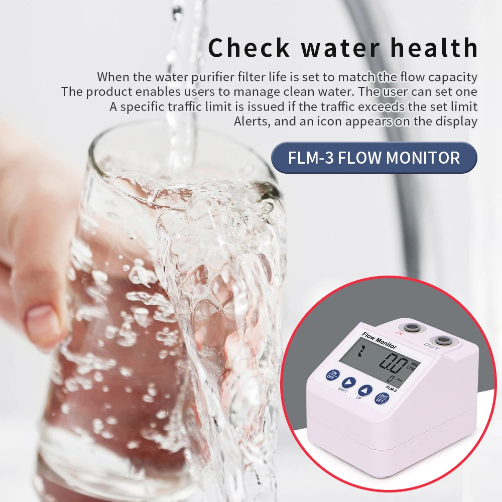 Electronic Alarm Water Purifier Flow Monitor Digital Display Filter Water Flow Meter Real Time Monitoring of Water Health