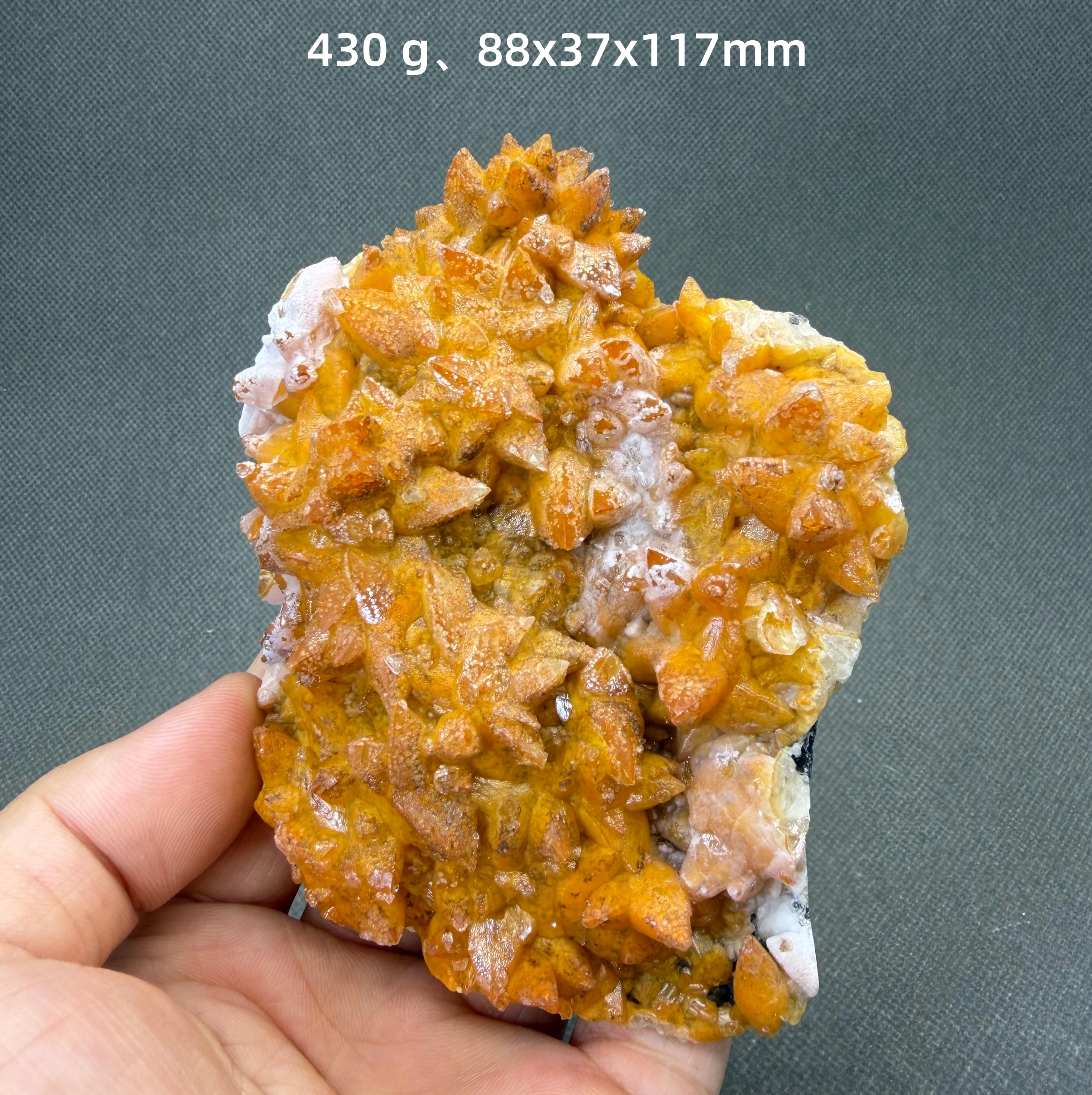 Rare Gypsum with Orange Yellow Dogtooth Calcite Inclusion Natural Mineral Specimen