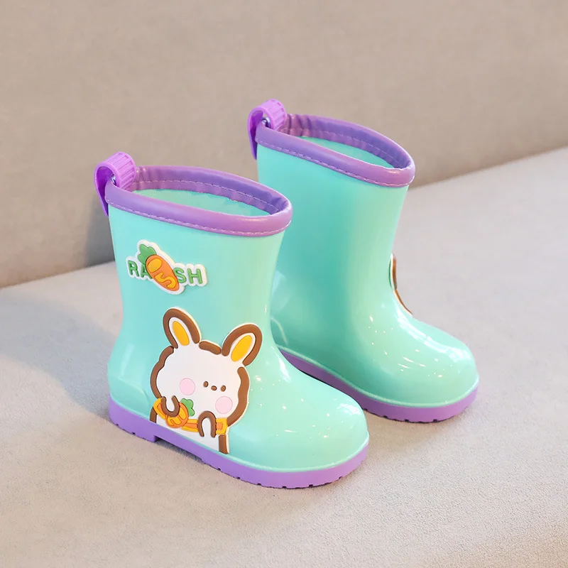 Cute Cartoon Children\'s Water Boots Waterproof Rain Shoes for Kids Girls Boys Warm Cotton Boots Toddler Non-slip Rubber Boots