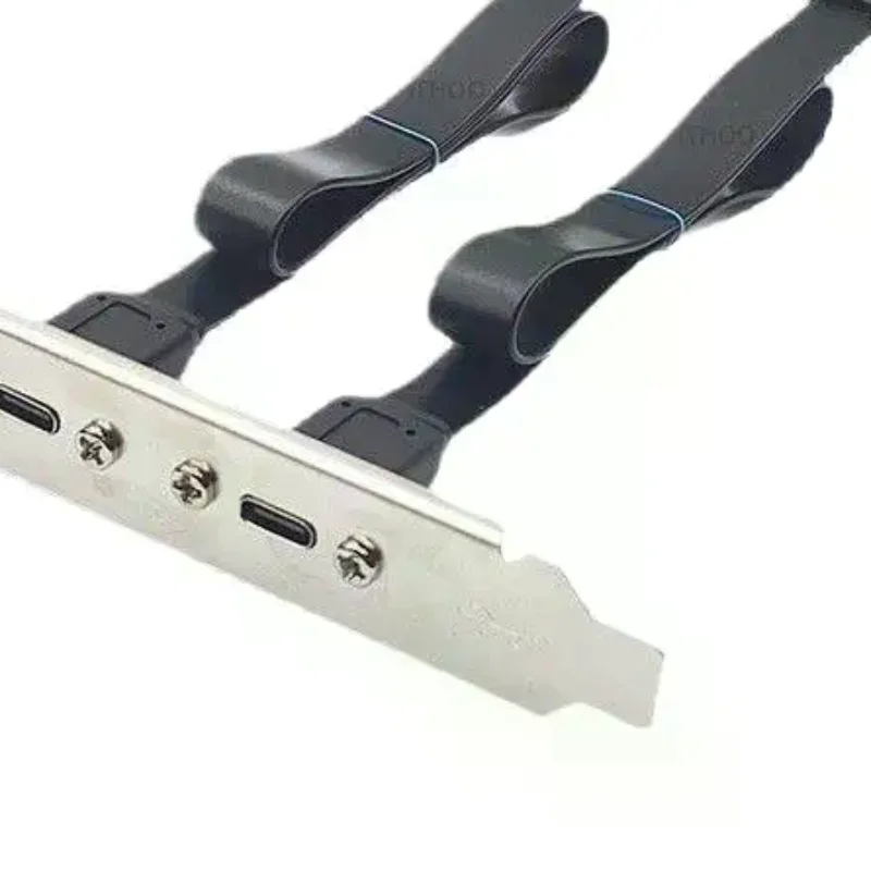 20Gbps USB3.2 Gen2x2 USB-C Flat Cable Motherboard USB 20Pin Type-E To Type-C Extension Adapter W/ Full-Profile PCIe Bracket 0.5