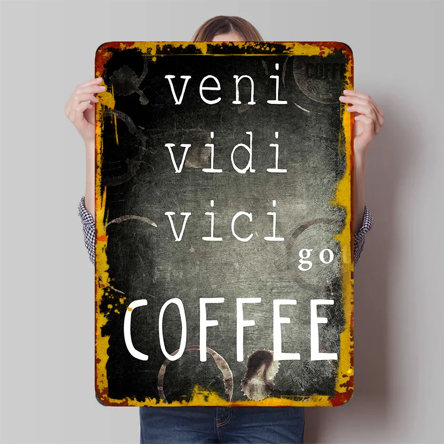 빈티지 커피 얼룩 금속 벽 장식 베니 비디 비치 커피 테마 틴 페인팅 홈 카페 장식용 걸이 장식품