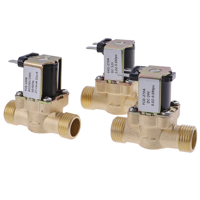 Brass Electric Solenoid Valve AC220V DC12V Normally Closed G1/2 Inch Integrated Water Control Solenoid Valve for Plumbing
