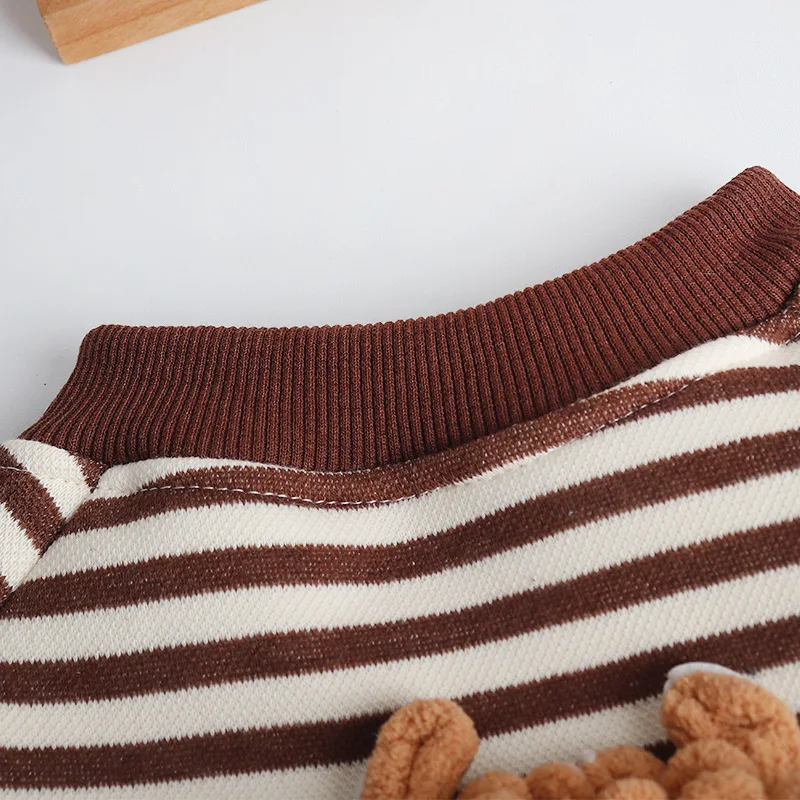 Winter New Cute Printed Casual Striped Pet Pullover Padded Thickened Warm Dog Hoodies French Bulldog Schnauzer Puppy Clothes