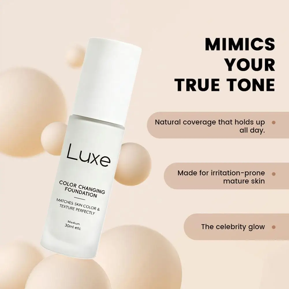 Luxe Magic Color Changing Foundation Temp‑Adaptive Matches Skin Tone Lightweight For Natural Seamless Long‑Lasting Make‑up