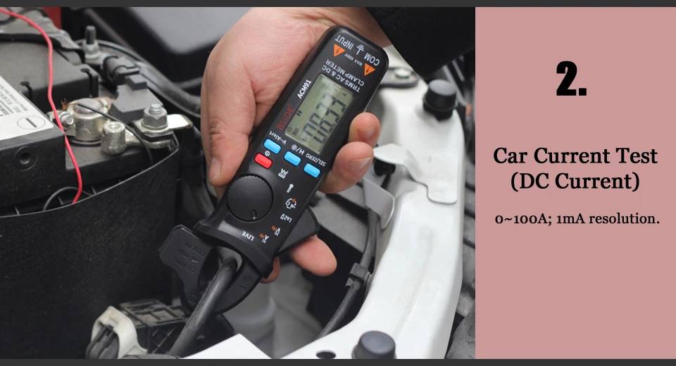 Digitales Zangenmessgerät 1mA Präzisions-Amperemeter DC AC 100A Professionelles Multimeter Auto-Voltmeter Tester – Detail 12