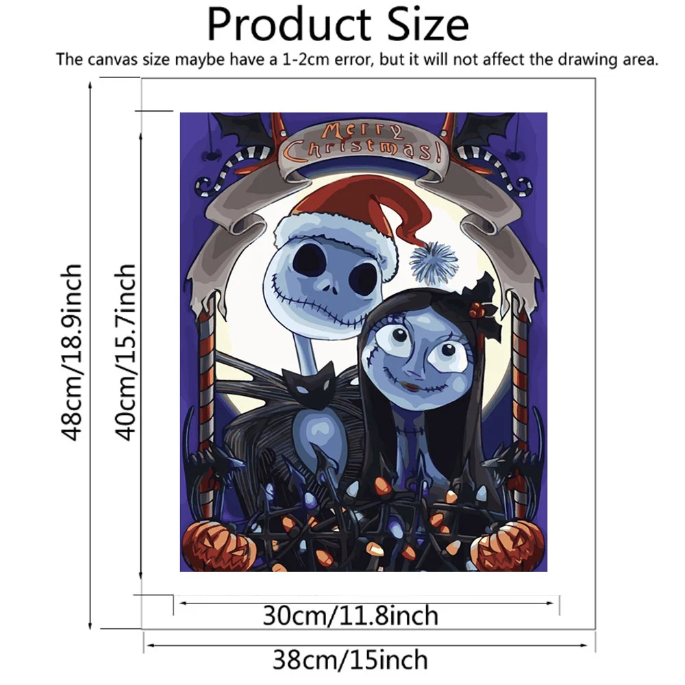 Disney DIY Paint By Numbers Villains Cartoon Digital Drawing By Numbers Pumpkin The Nightmare Before Christmas