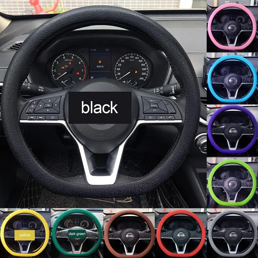 Car Universal Silicone Steering Wheel Elastic Glove Cover Texture Soft Multi Color Auto Decoration DIY Covers Accessories