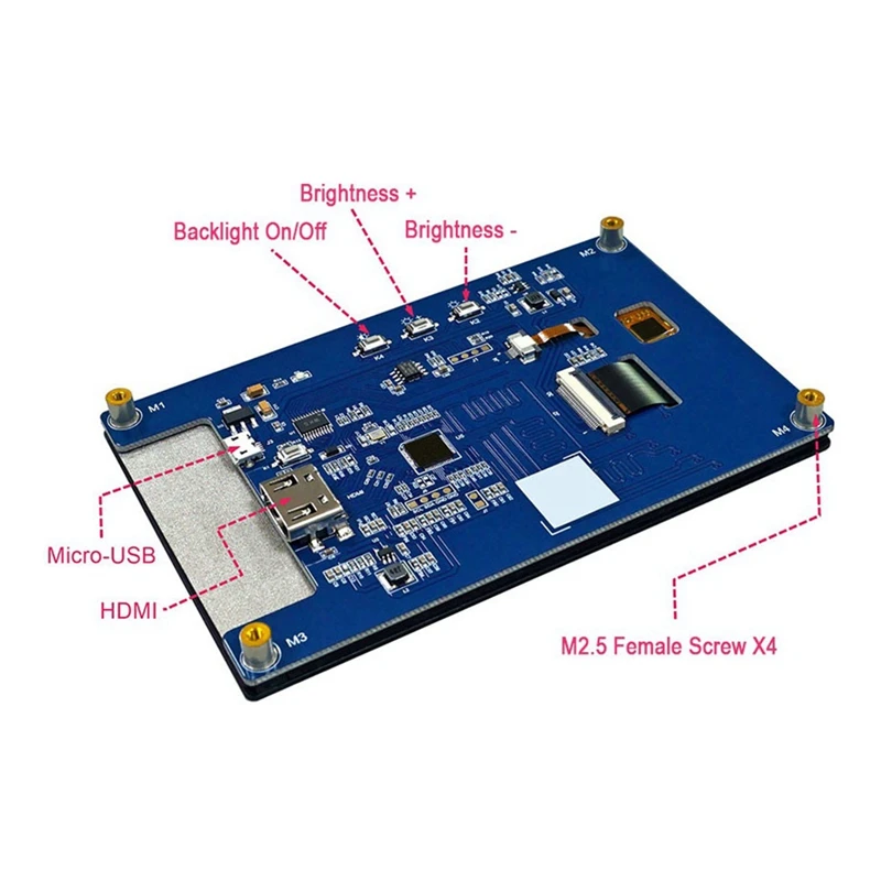 5 Inch 1280X720 IPS -Compatible HD Monitor Display Capacitive Touch Screen For Raspberry Pi 3B/3B+/4B Orange Pi Replacement