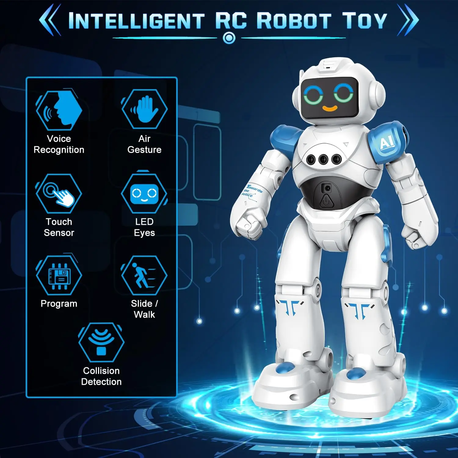 VATOS-Robot de juguete RC para niños, Robot inteligente con Control remoto por voz y detección de gestos, Robot Emo, juguete para niños y niñas, regalo de cumpleaños