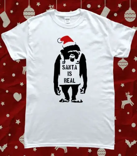 Banksy Monkey Santa is Real Funny Christmas T-Shirt