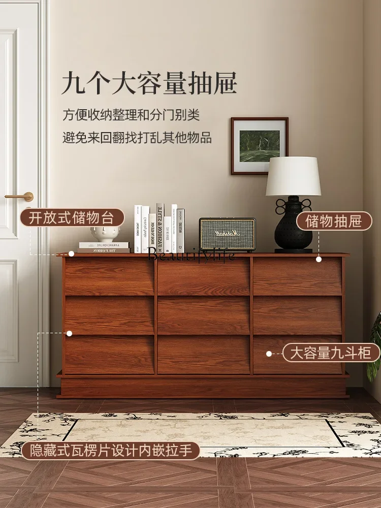 Retro Living Room Storage Locker Middle and Ancient Wall Drawer Storage Sideboard Cabinet