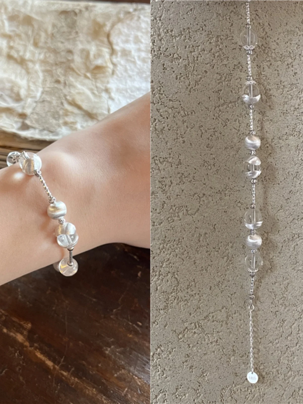 

Style Natural White Crystal Tea Crystal Bracelet S925 Pure Silver out Fashion Jewelry Women's Accessory