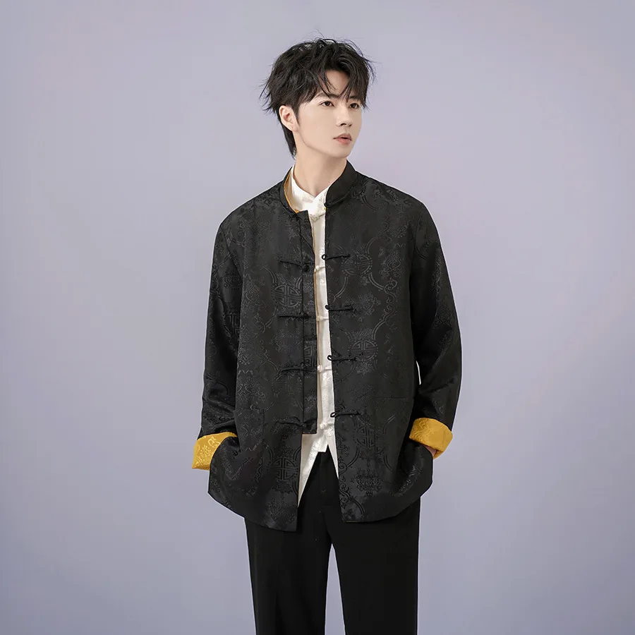 

Autumn Long Sleeve Wushu Men T-shirt Kung Fu Performance Martial Arts Tops Man T Shirt Tang Style Tai Chi Tshirt Men's Clothing