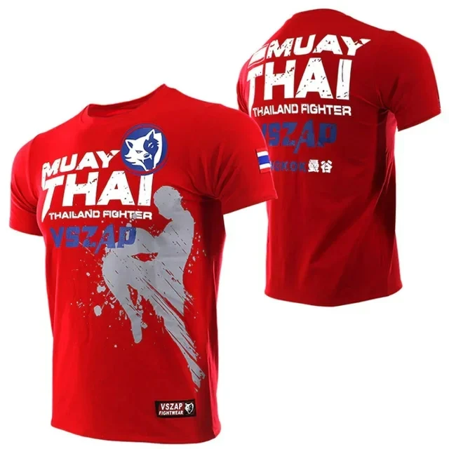 Men's Muay Thai T-shirt quick-drying breathable clothing running fitness sports short-sleeved boxing outdoor sportswear fighting