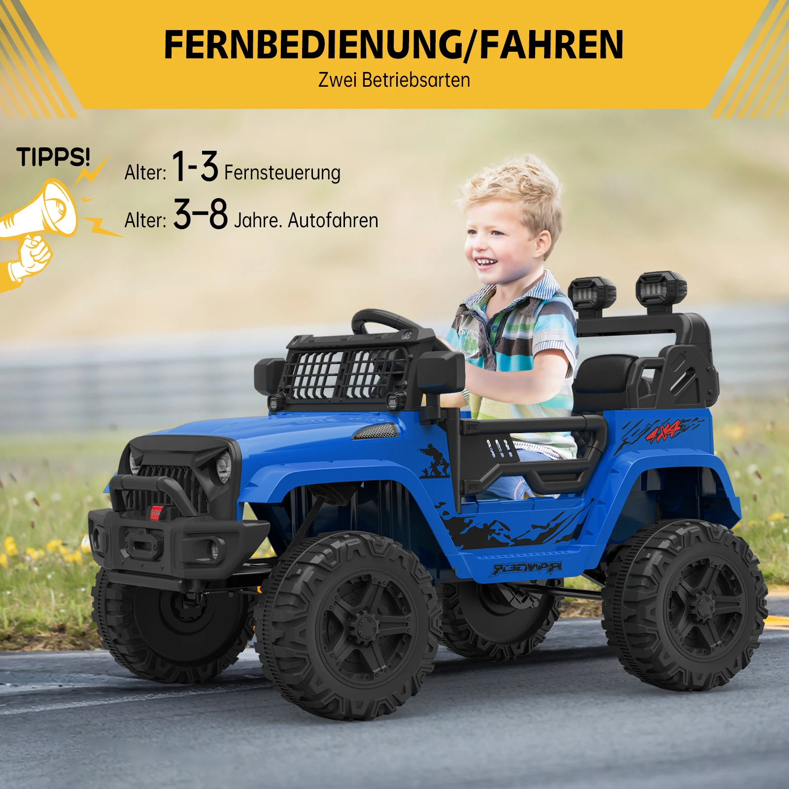12v Electric Ride-on Truck for Kids with Parent Remote Control,3 Speeds,Spring Suspension & LED Lights,ASTM Vehicle Certified