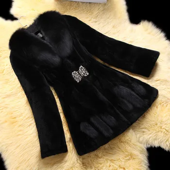 Image Ladies Winter Lapel Faux Fur Coats Long Sleeve Solid Cute Outwear Plush Jacket Warm And Soft Winter Fleece Lined Fuzzy Outwears