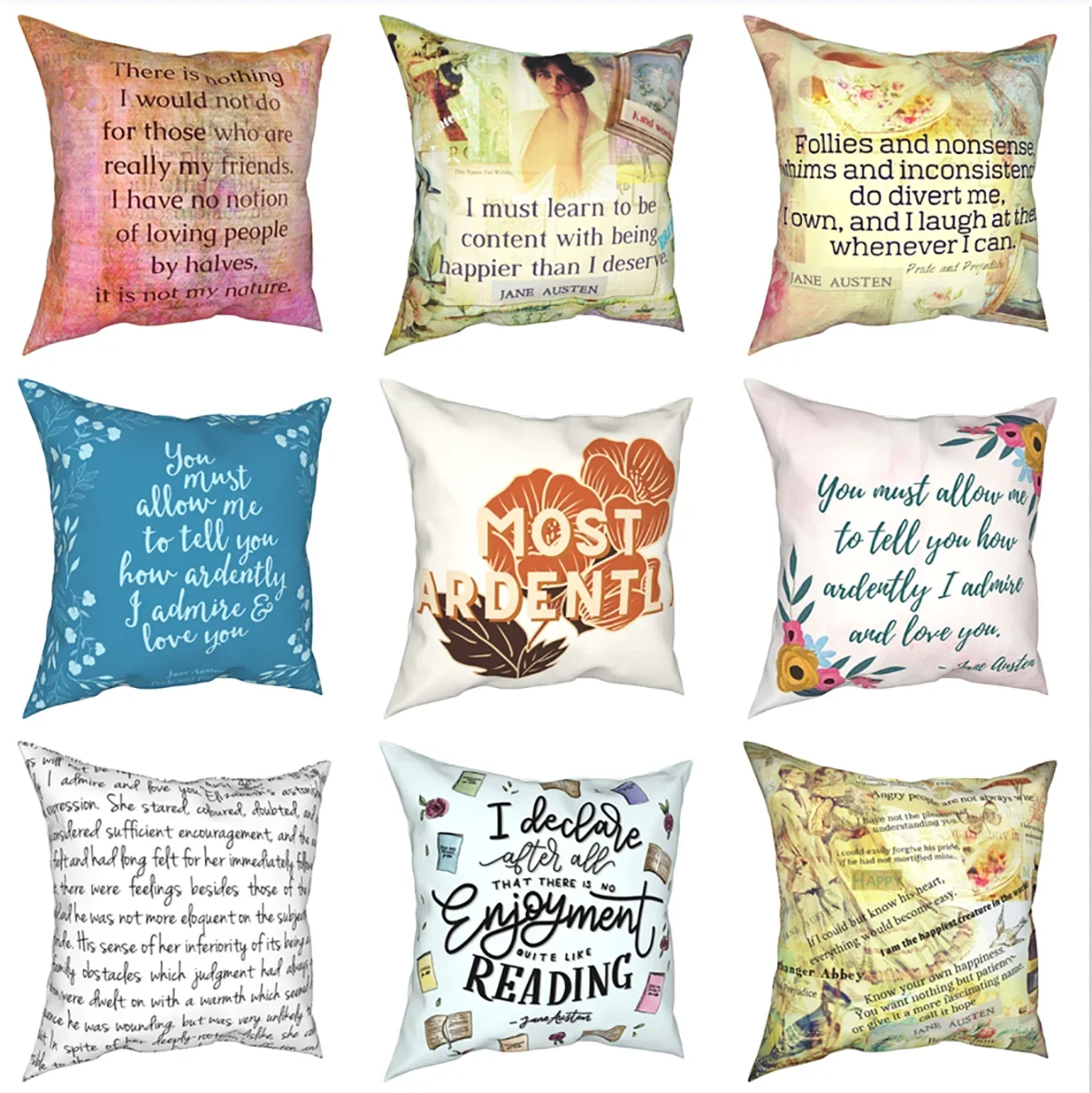 Jane Austen Love Quote Pride and Prejudice Pillow Cases Classic Cushion Covers Decor Throw Pillow Case Cover for Home 45*45cm