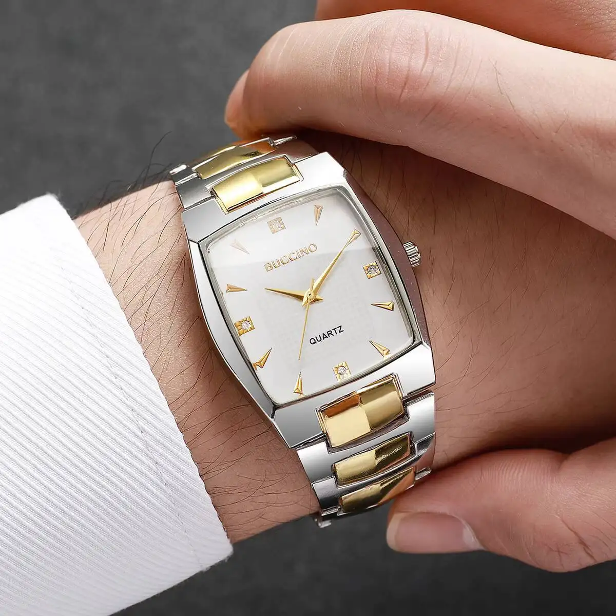 Fashion Rectangle Men Quartz Wristwatch Luxury Man Business Watches For Mens Clock Reloj Hombre (Without Box)
