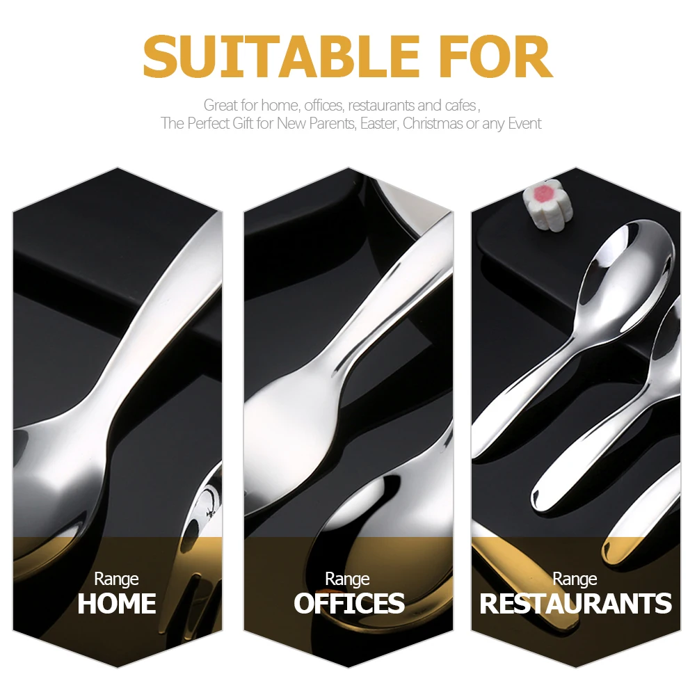 

4pcs Kids Utensils Stainless Steel Spoon Fork Cooking Silver Dining Toddler Serving Cutlery Kit Tableware