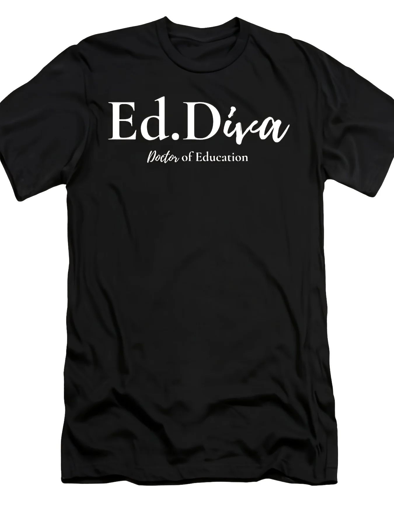 Edd Education Doctor Edd Diva PhD Graduation Design T-shirt, vintage casual short-sleeve T-shirt, round neck with printed pattern