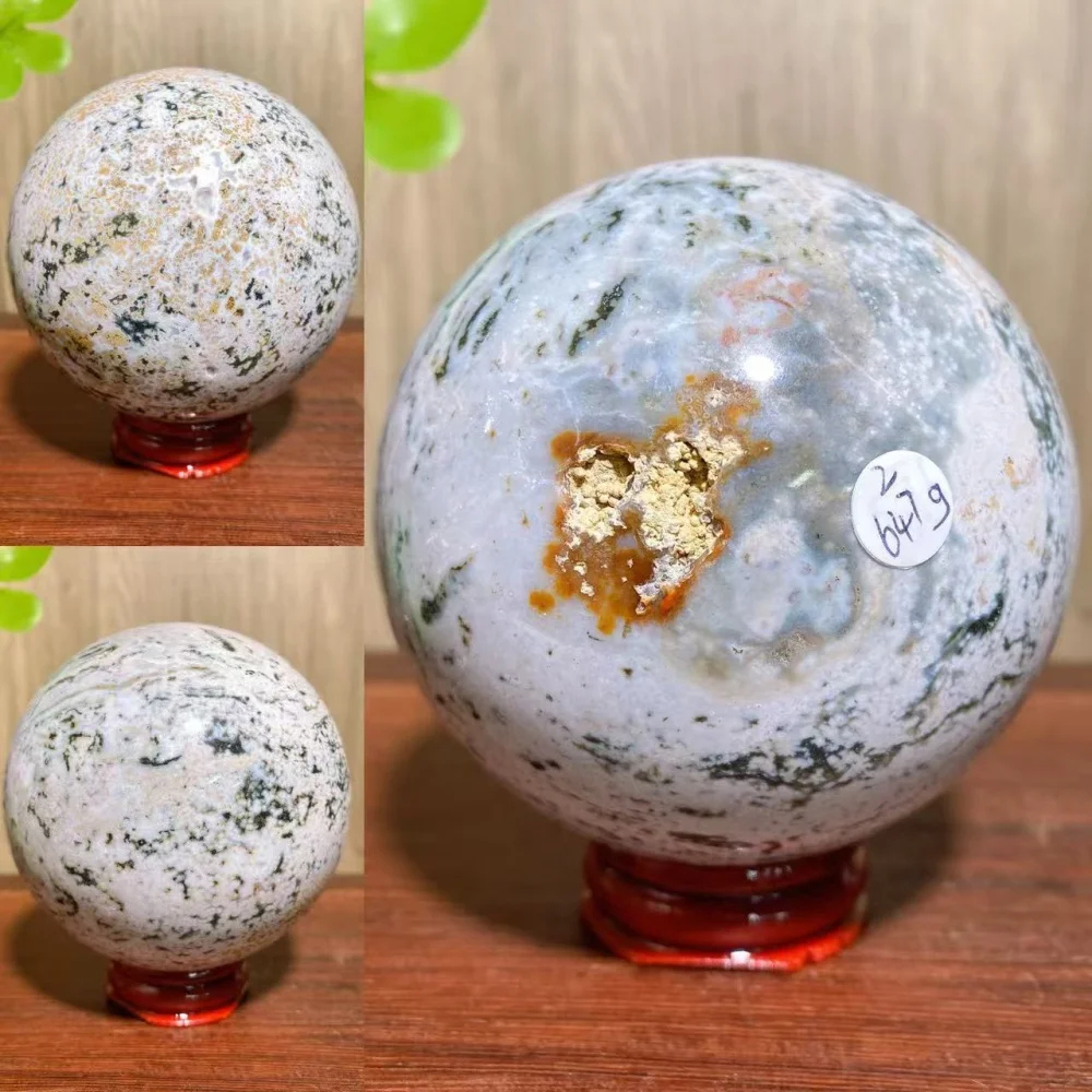 1PCS  Unique Blue Ocean Jasper Sphere With Druzy Geode Raw Stone Healing Crystal Reiki Energy Home Decor Ornaments Gifts