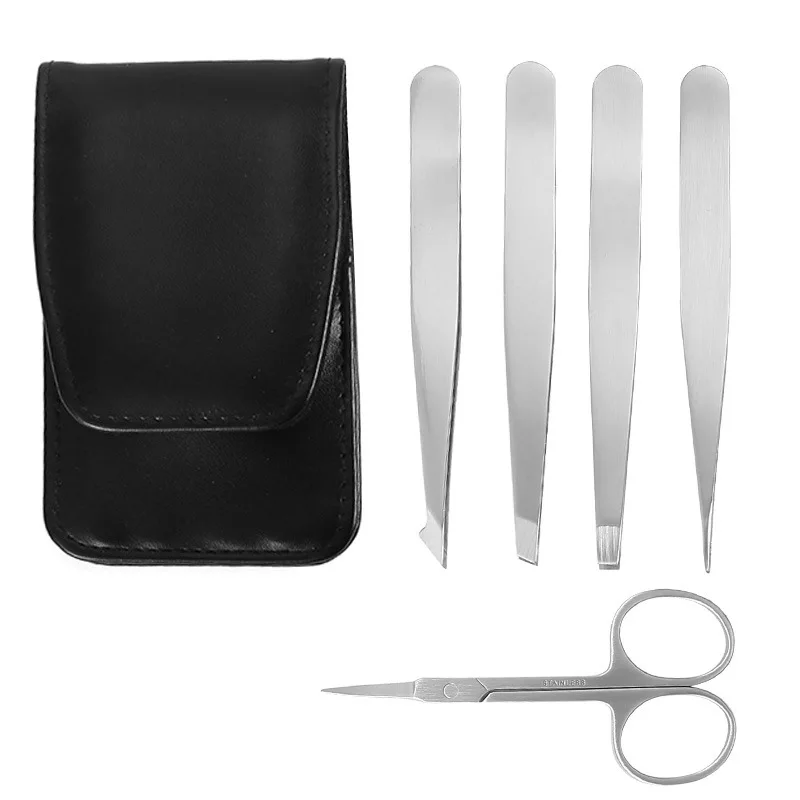 Eyebrow Clip Eyebrow Pliers Black Eyebrow Tweezers Stainless Steel Eyebrow Clip Eyebrow Trimming Tool Flat Eyebrow Pointed Clip