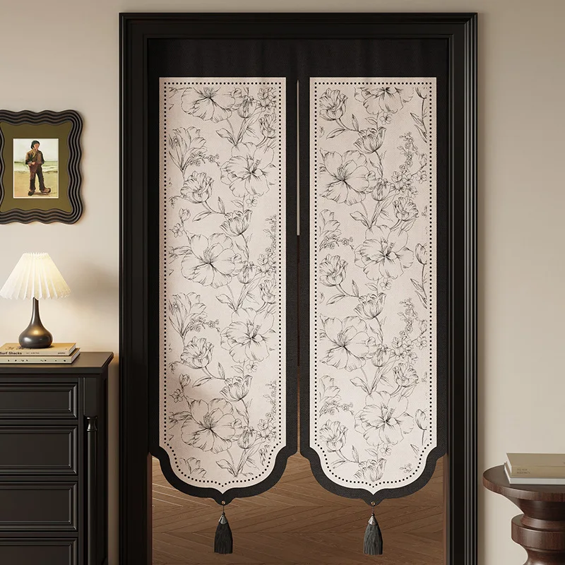 

French Style Bedroom Living Room Door Curtain Linen Look No Drill Bathroom Privacy Kitchen Partition Light Blocking Door Hanging