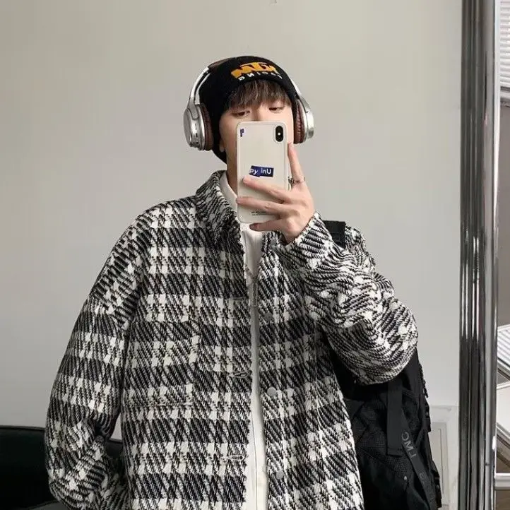 

Мужская клетчатая куртка в стиле преппи, весенне-осенняя крутая куртка большого размера Haome, модная брендовая куртка для пары irt Sle Jaet