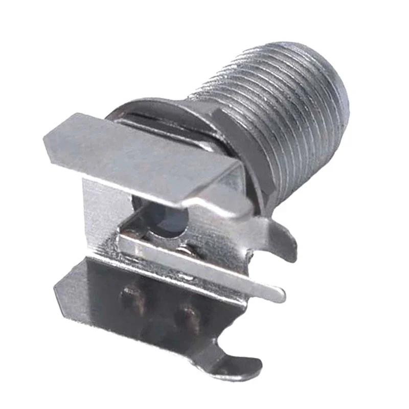 100pcs Inch F-head connector household-to-household 90-degree bent feet digital set-top box with threaded female seat iron shell