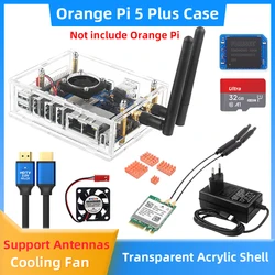 Orange Pi 5 Plus-Boîtier en acrylique transparent pour OPI 5 Plus, ventilateur de refroidissement en option, dissipateur thermique en cuivre