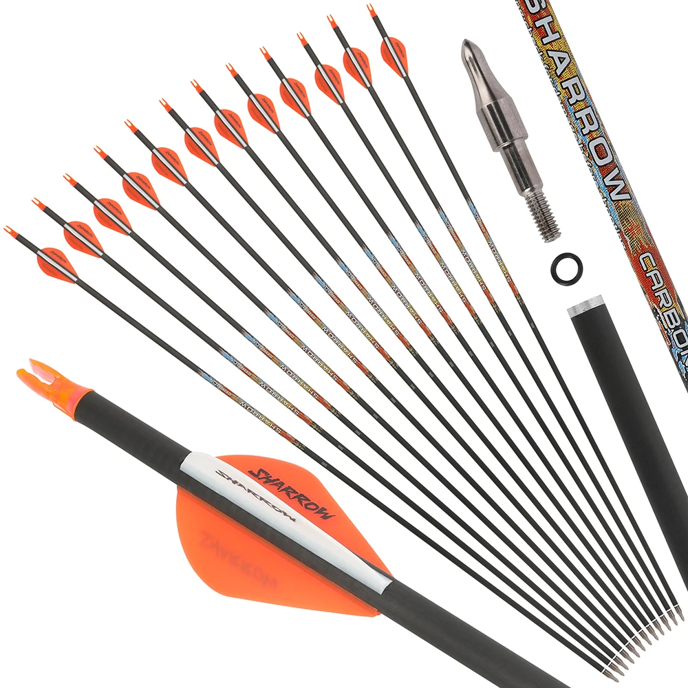 Imagem -04 - Pure Carbon Archery Seta para Composto e Recurve Bow Acessório para a Prática de Caça 6.2 mm Spine 250500 Spine 32.6 12 Pcs