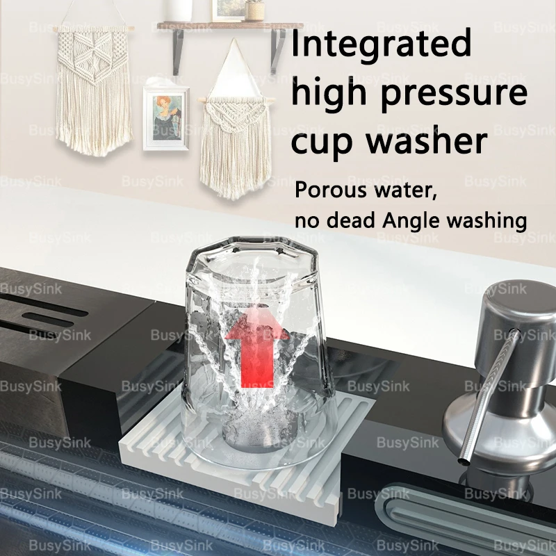 Stainless Steel Kitchen Sink With Waterfall Extra Large Single Slot Digital Display Dishwashing Sinks Hotel Apartment