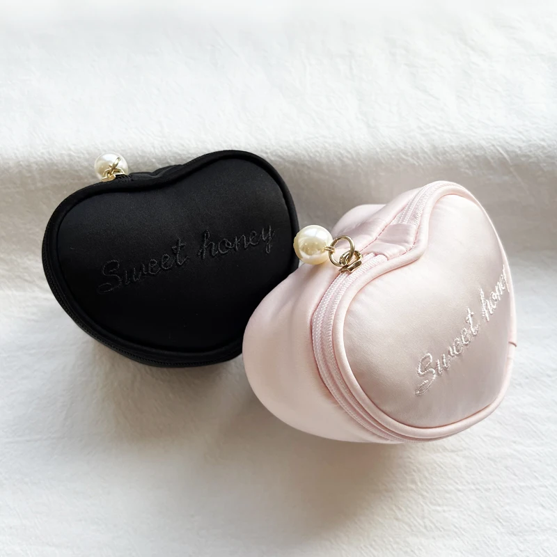 Cute Travel Letter Embroidery Jewelry Storage Bag Fabric Box Heart ape Storage Organizer for Bedroom 90s Generation