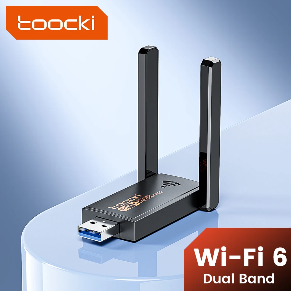 

Toocki 900 Мбит/с BT5.4 WiFi6 USB-адаптер двухдиапазонный драйвер 2,4/5 ГГц Бесплатная беспроводная сетевая карта с вращающимися антеннами для Win10/11