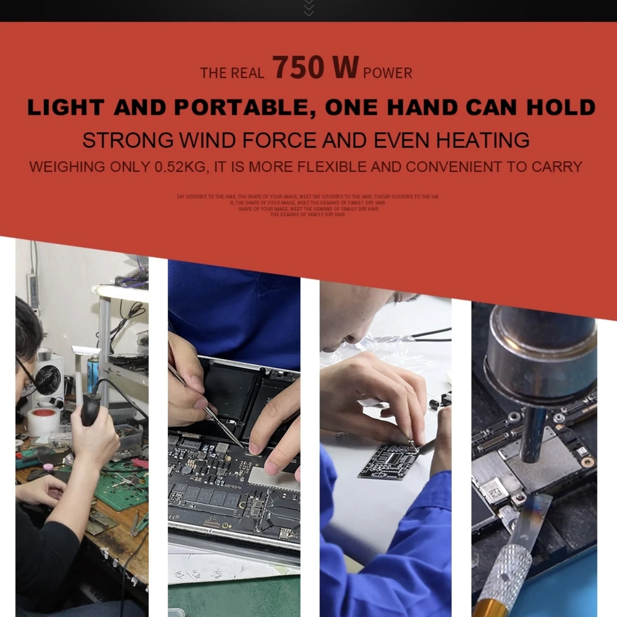 JCD 8208  Portable Integrated Hot Air Gun  Adjustable Temperature 750W LED Display Mobile Phone Repair Hot Air Gun Solder iron s