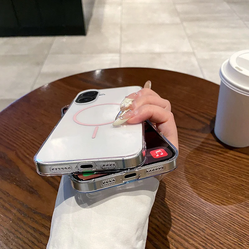 Ultradünne transparente magnetische Hülle für Magsafe für Apple iPhone 17 Air 16 15 14 Plus 13 12 11 Pro Max 16E PC stoßfeste Abdeckung – Detail 3